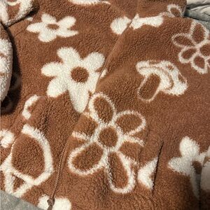 American Eagle Outfitters Floral & Shroom Fleece Jacket